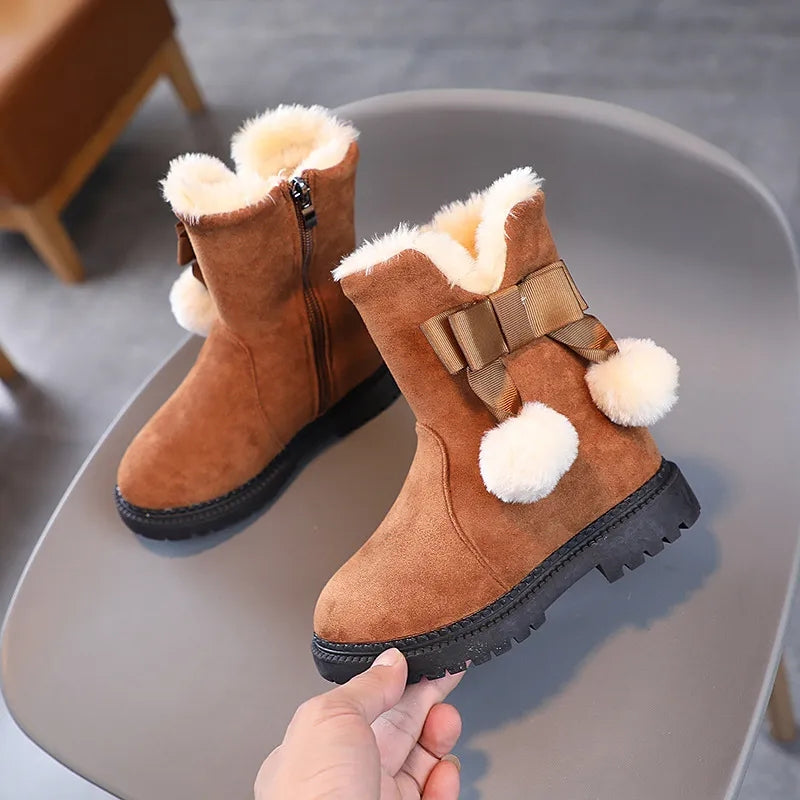 Dear Santa Fur lined Pom Pom boots