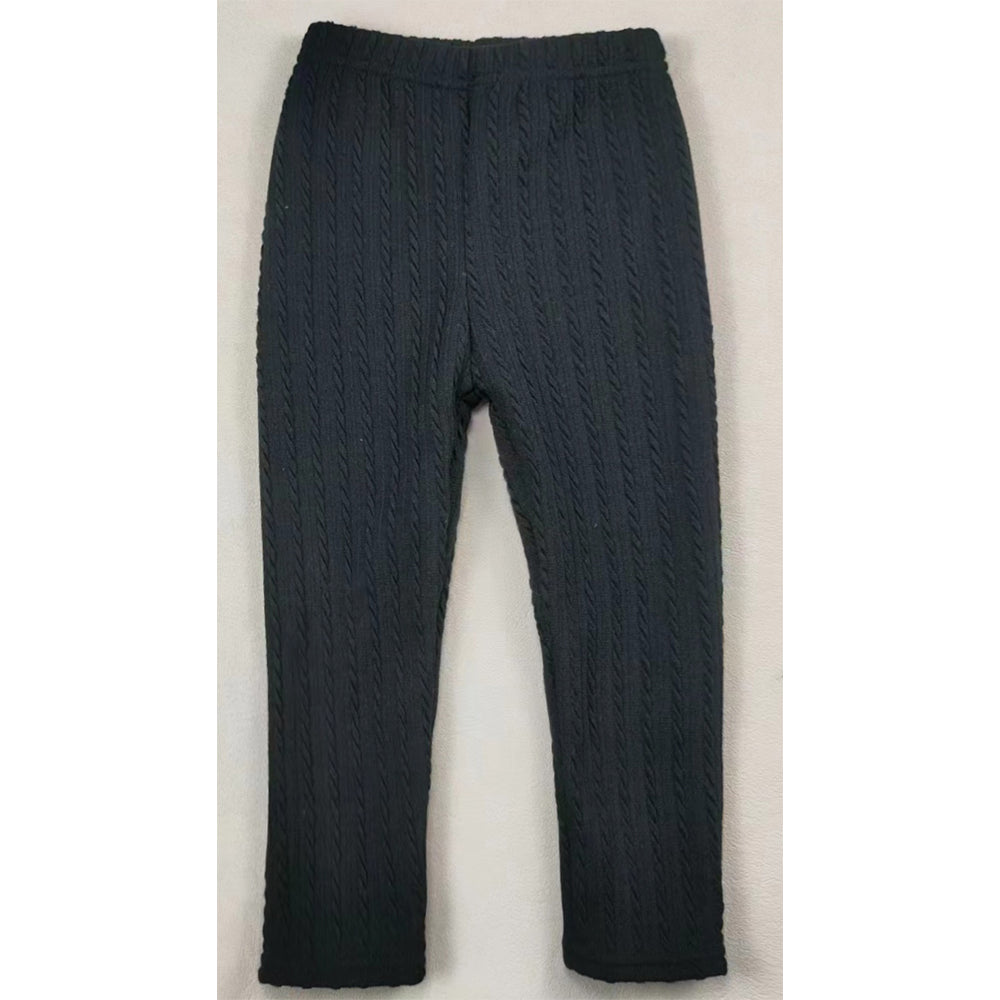 Fleece lined cable knit footless tights