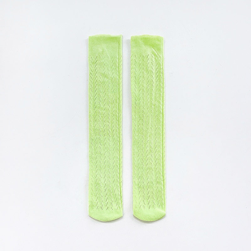 Pointelle bright knee high socks