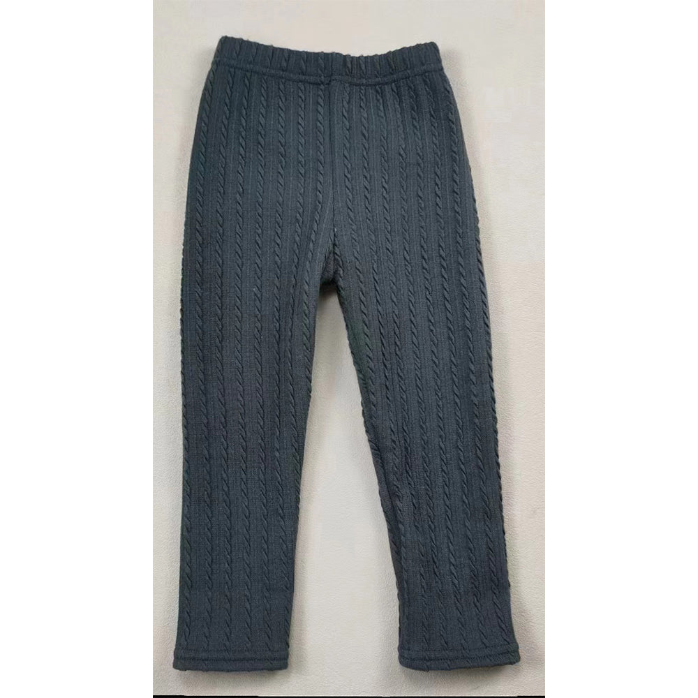 Fleece lined cable knit footless tights