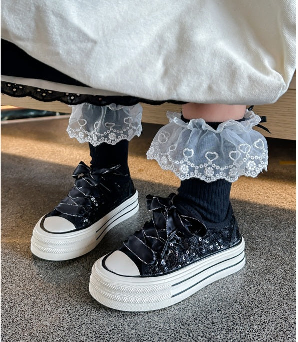 Sequin Canvas Platform Sneakers