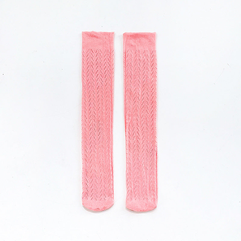 Pointelle bright knee high socks