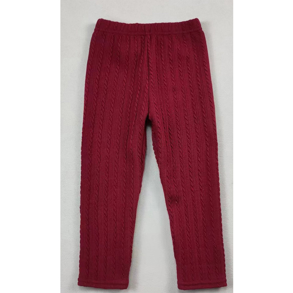 Fleece lined cable knit footless tights