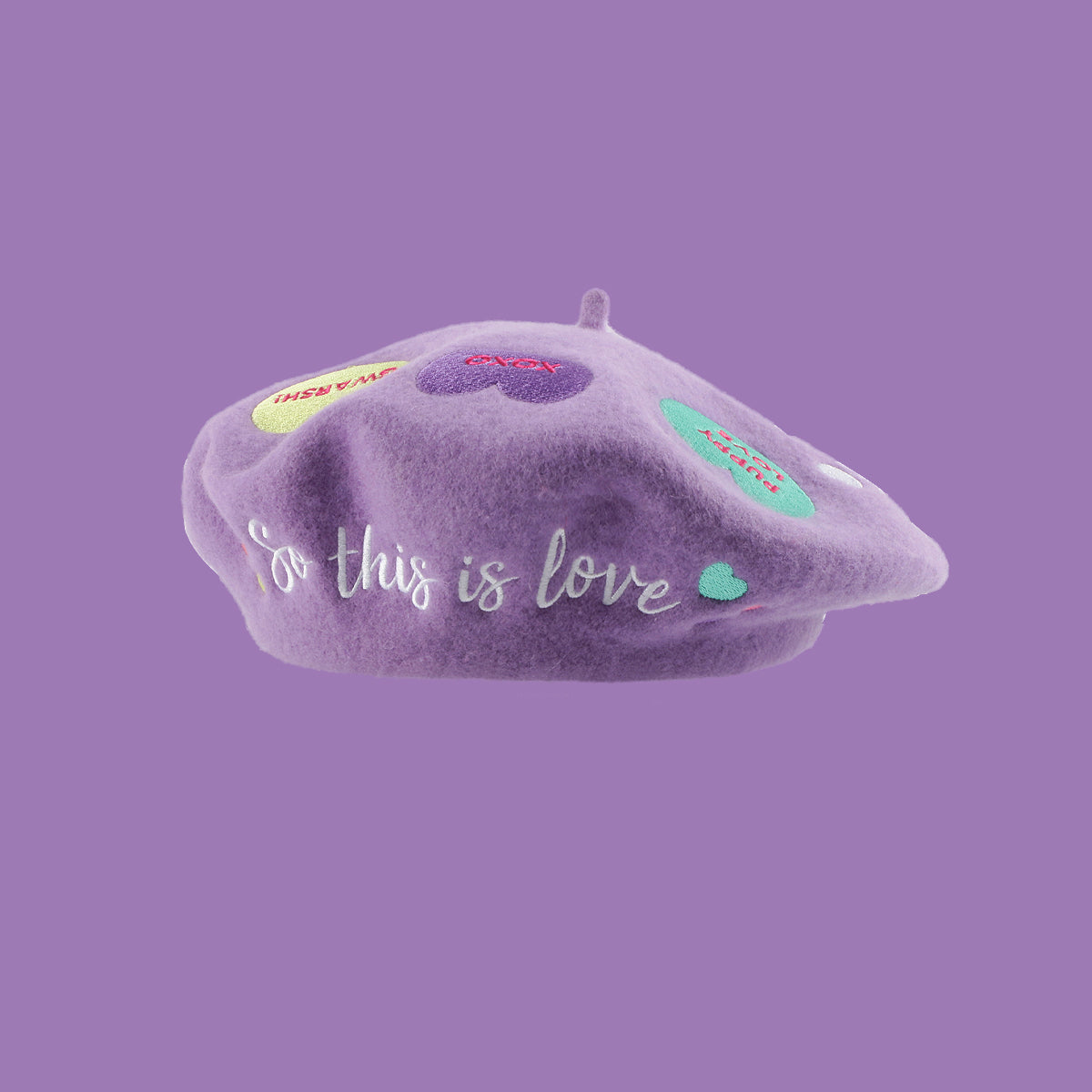 So this is love conversation heart beret
