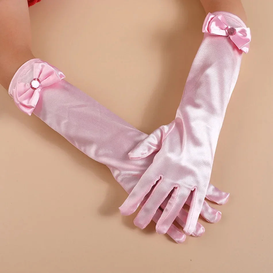 Long princess satin gloves