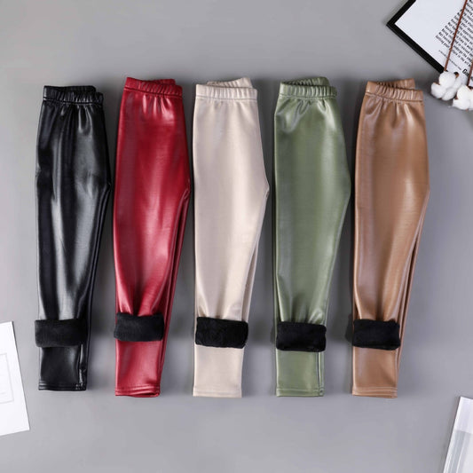 Faux leather fleece lined leggings