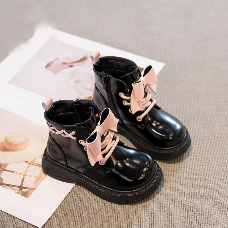 Pretty in punk bow combat boots