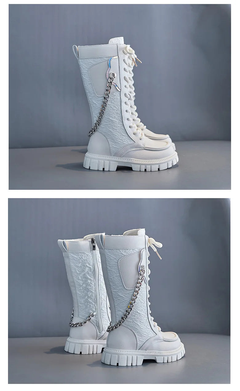 Kpop hunter tall combat chain boots
