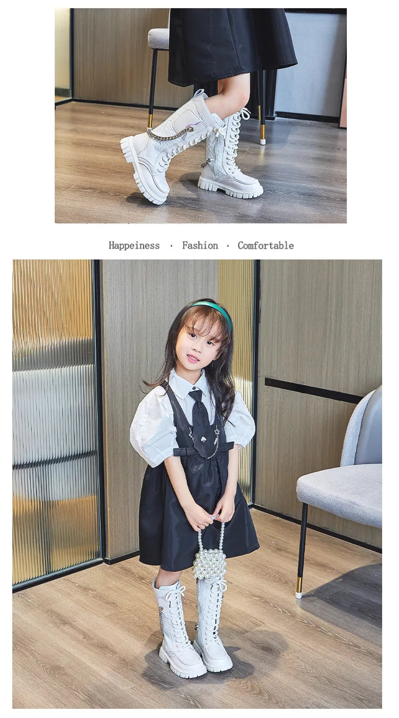 Kpop hunter tall combat chain boots