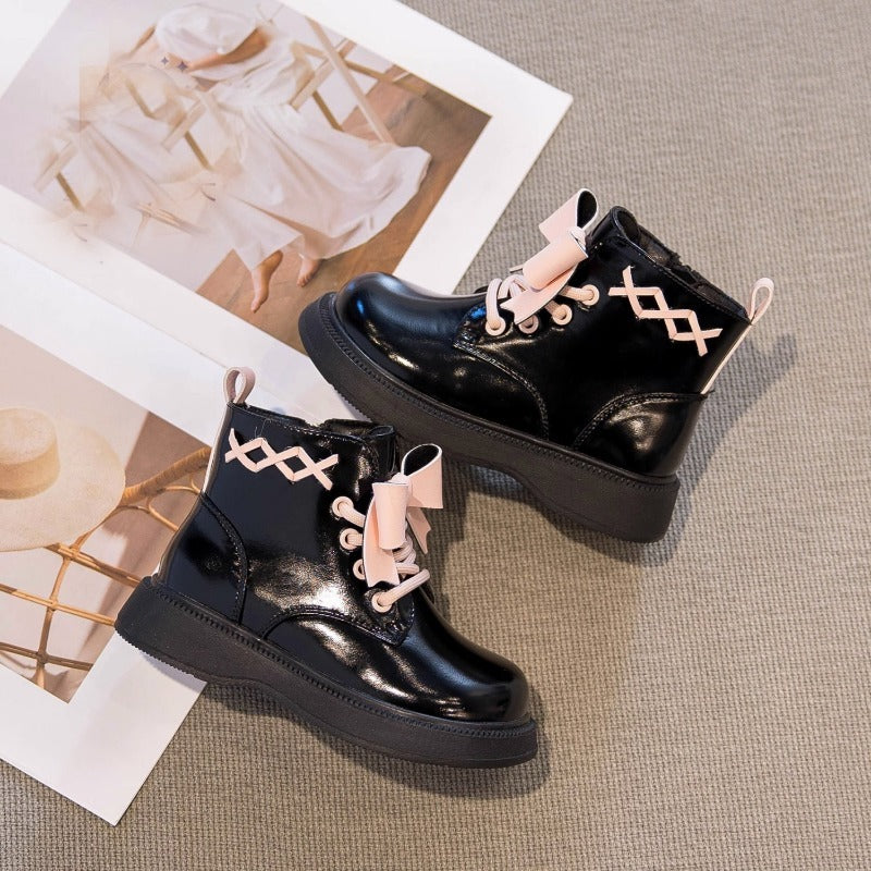 Pretty in punk bow combat boots