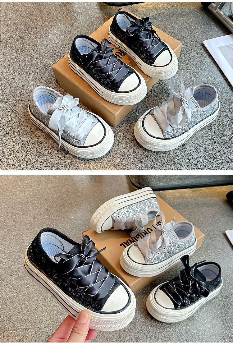 Sequin Canvas Platform Sneakers