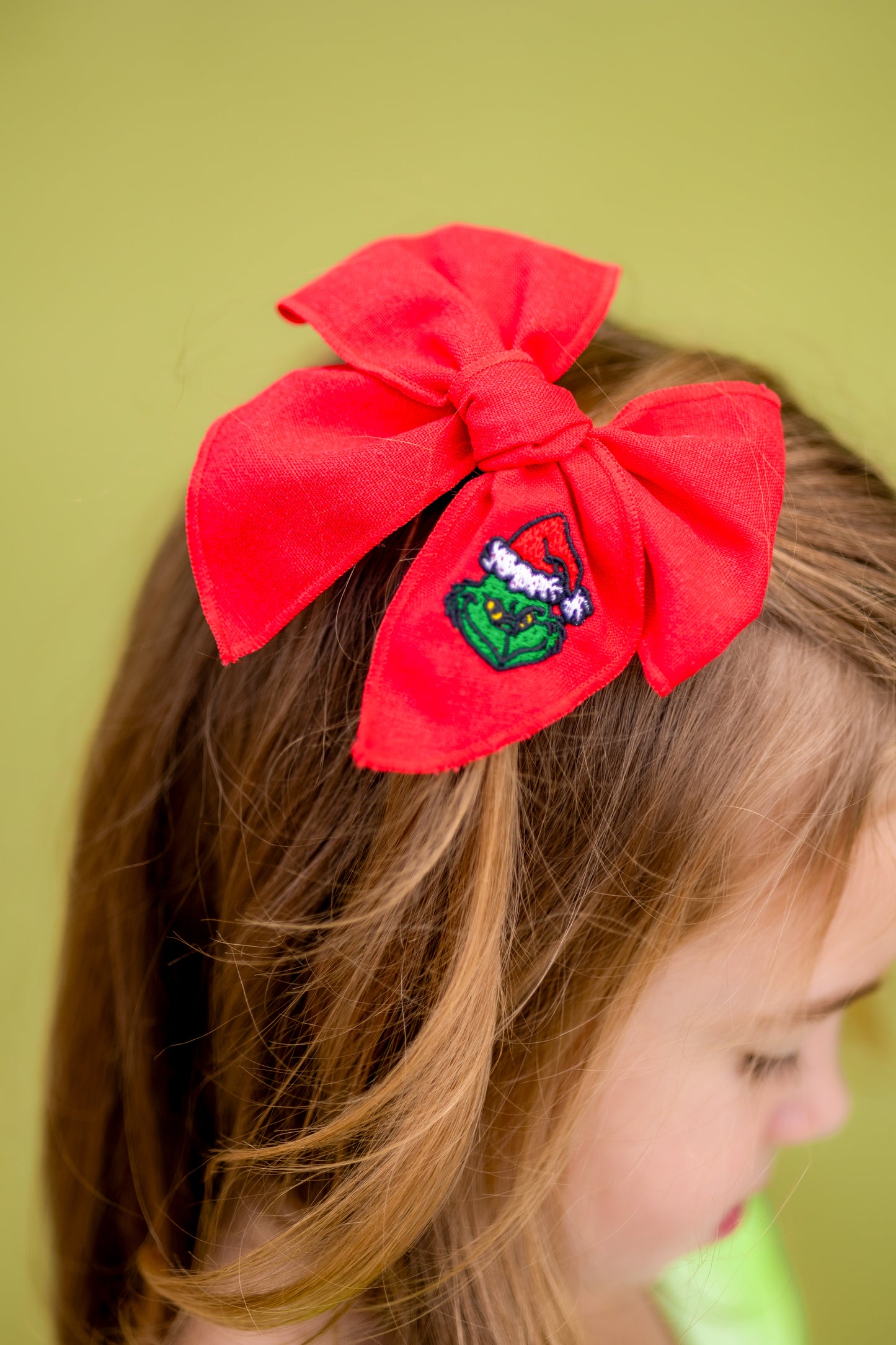Christmas embroidered hair bows