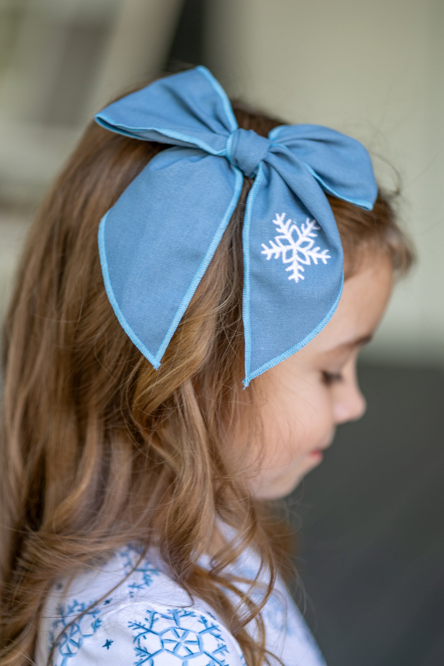 Christmas embroidered hair bows