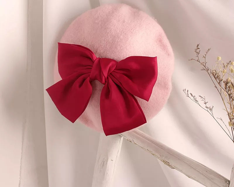 Silk bow beret