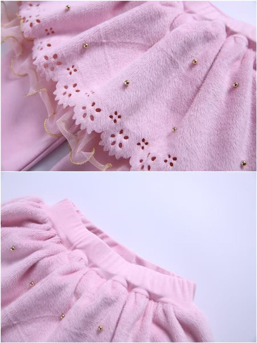 Skirted fleece lined tutu leggings