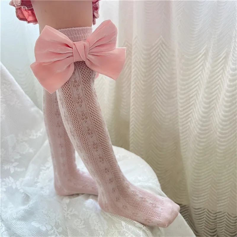 Organza bow knee high socks