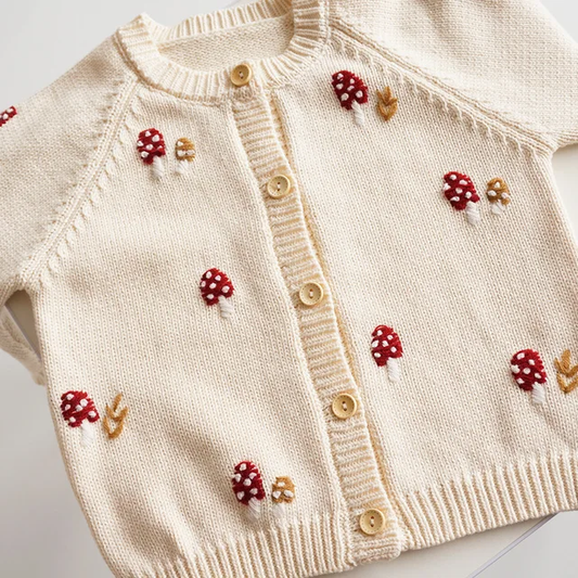 Mushroom embroidered cardigan
