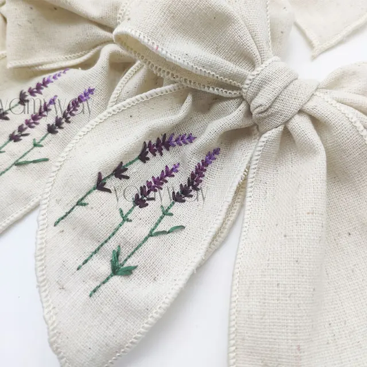 Lavender embroidered bow