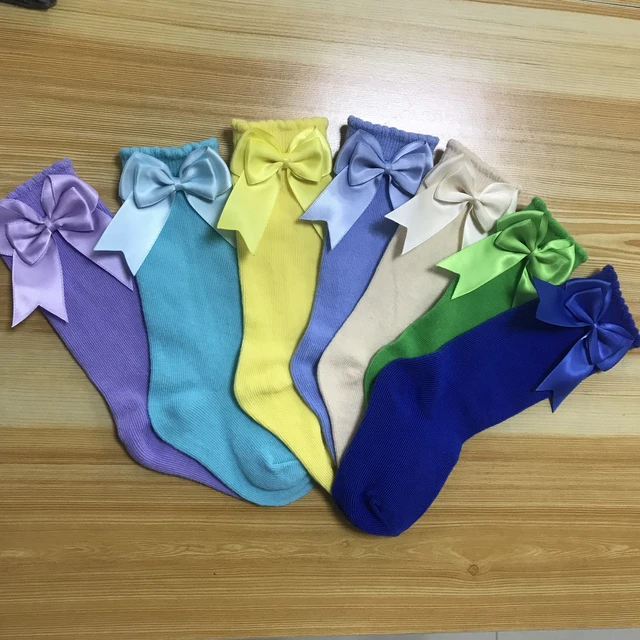 Double bow knee high socks RTS