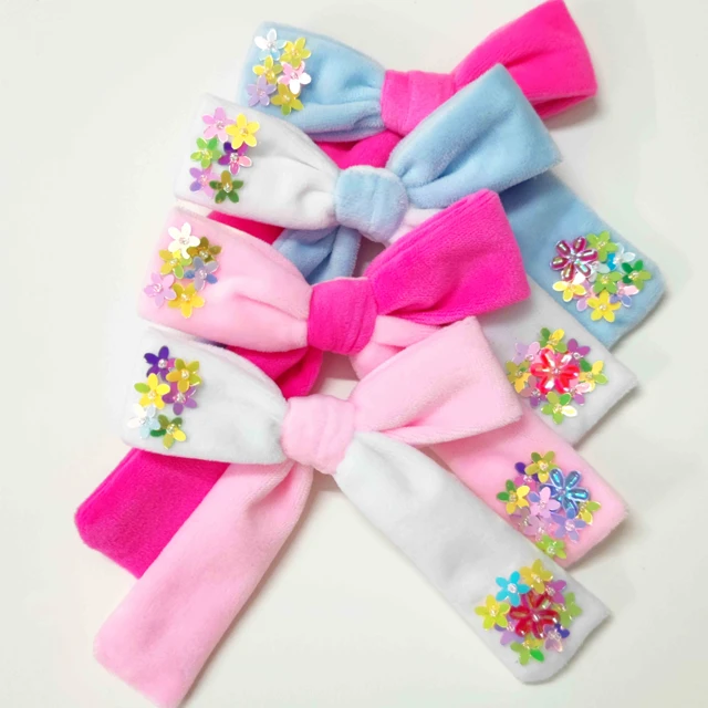 Colorblock Velvet hair bow with flowers
