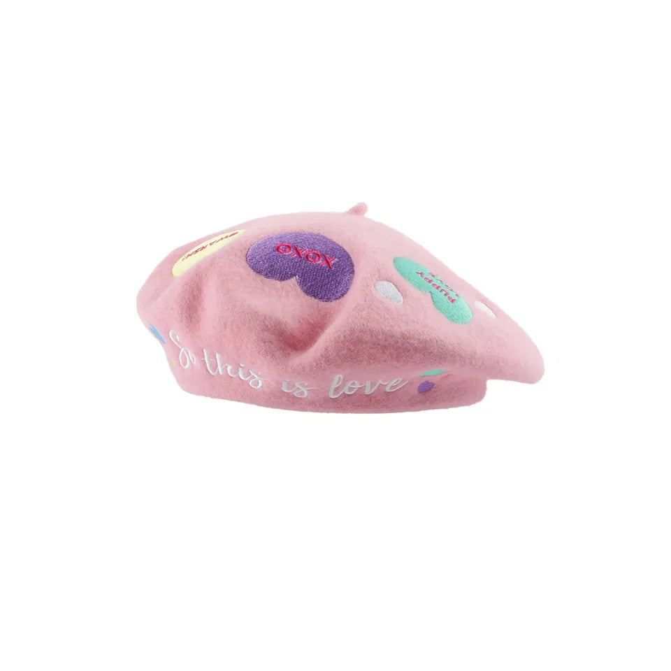 So this is love conversation heart beret