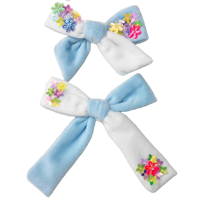 Colorblock Velvet hair bow with flowers