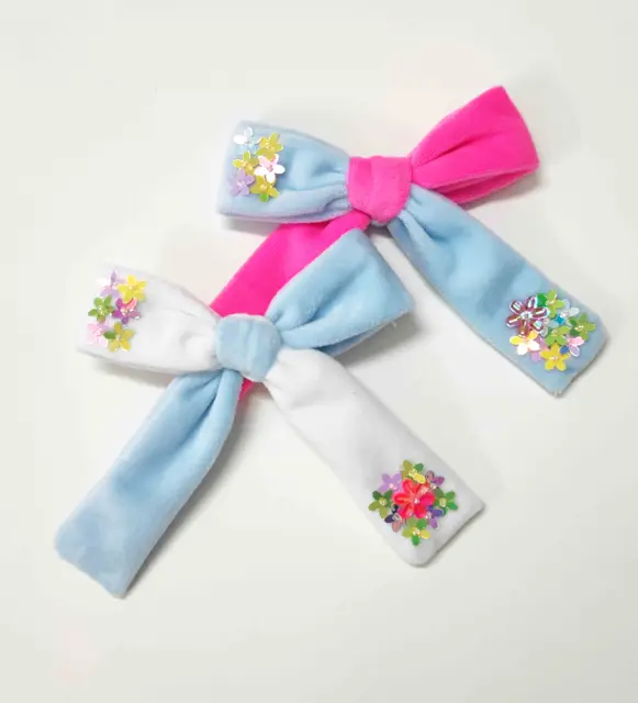 Colorblock Velvet hair bow with flowers