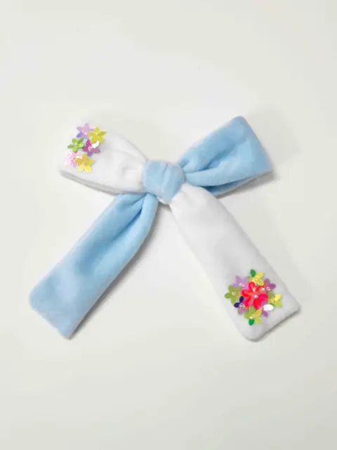 Colorblock Velvet hair bow with flowers