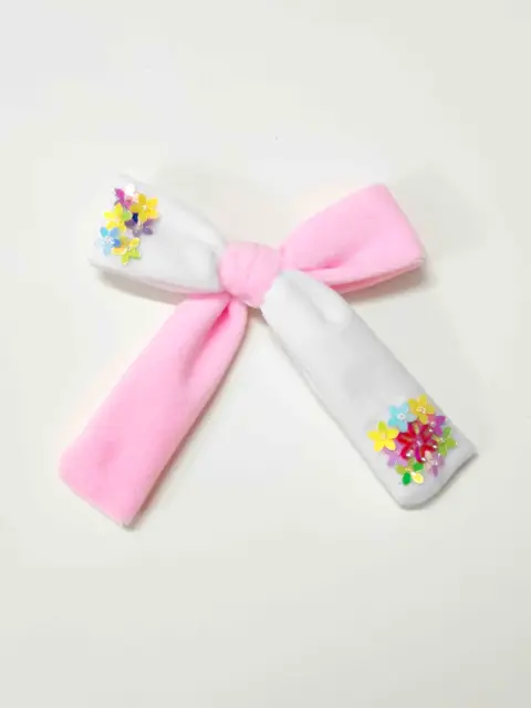 Colorblock Velvet hair bow with flowers