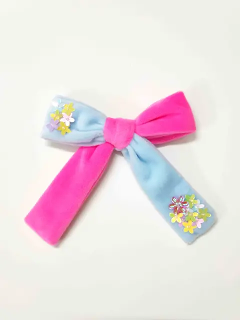 Colorblock Velvet hair bow with flowers