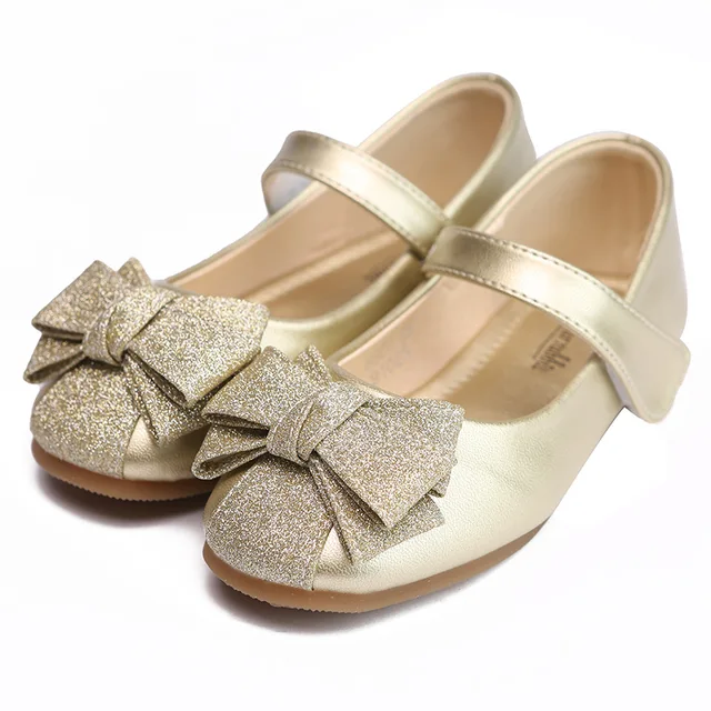 Metallic gllitter bow flats Silver and gold