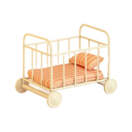 Maileg Mouse 1/12 Scale Miniature Metal Wheeled Crib