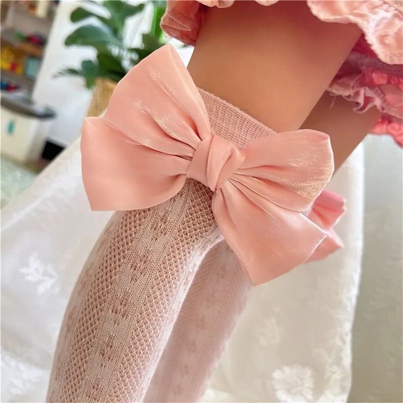 Organza bow knee high socks