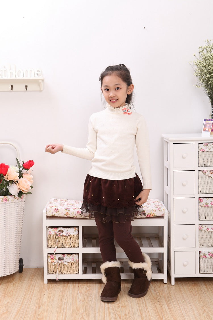 Skirted fleece lined tutu leggings