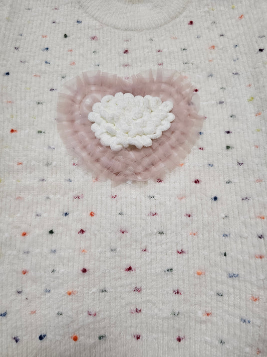 Double heart crew neck sweater