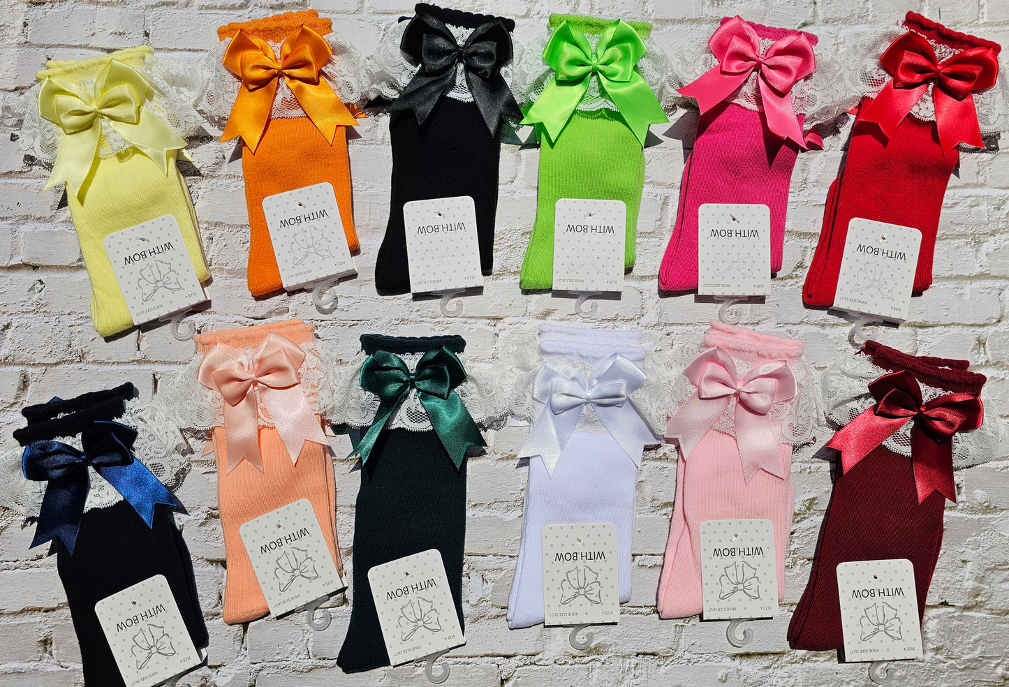 Double bow lace knee high socks pre order