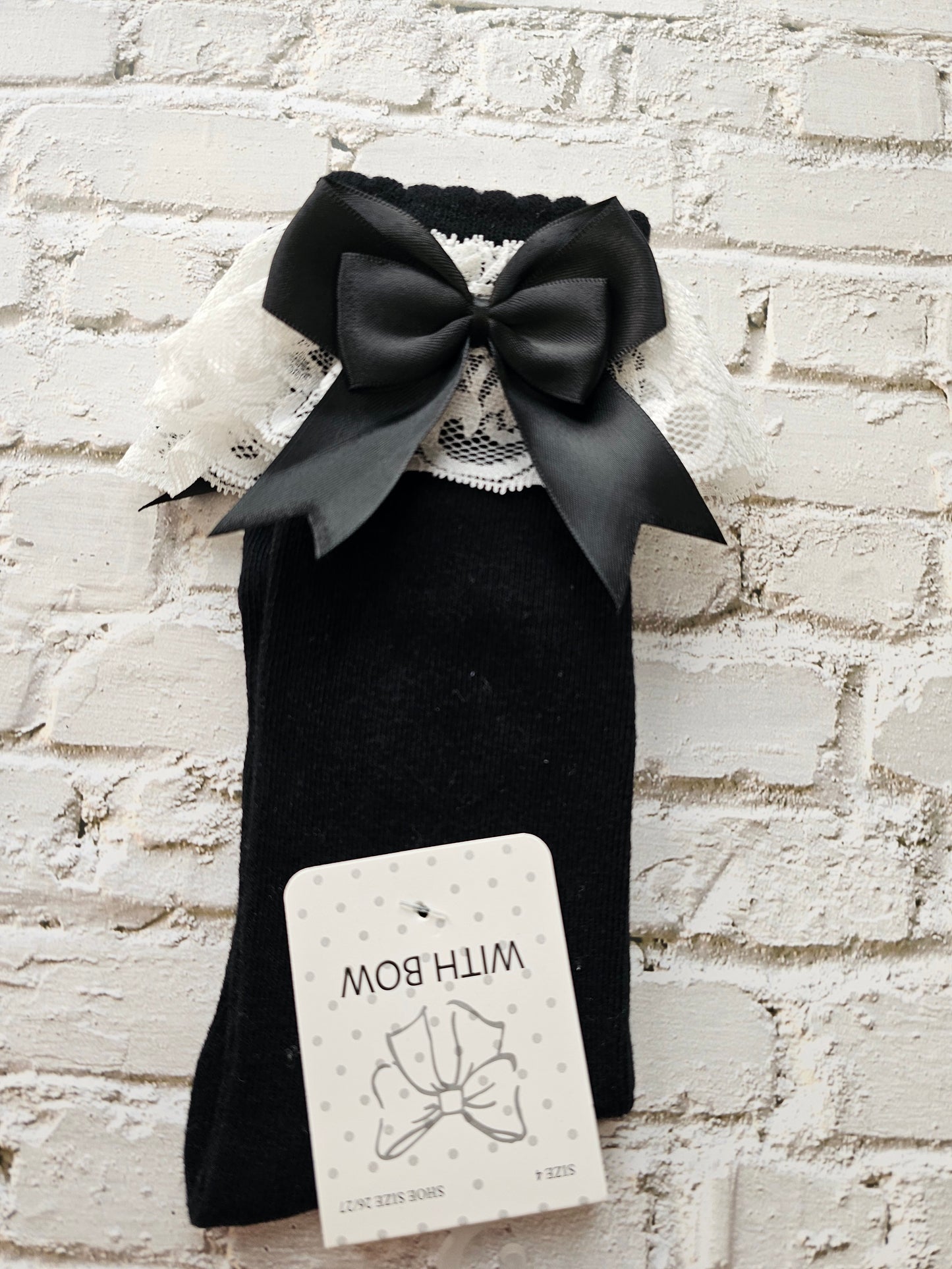 Double bow lace knee high socks pre order