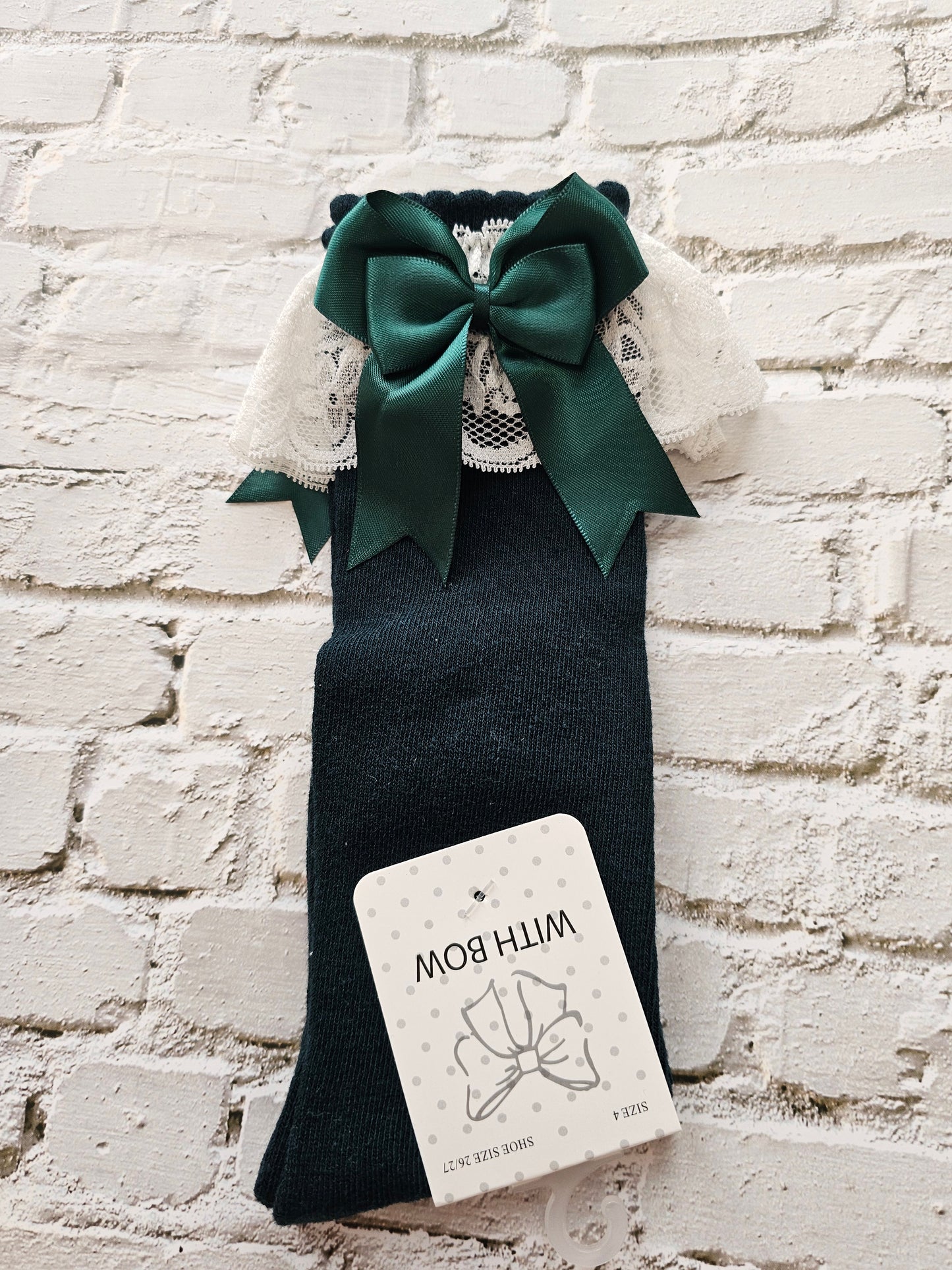 Double bow lace knee high socks pre order