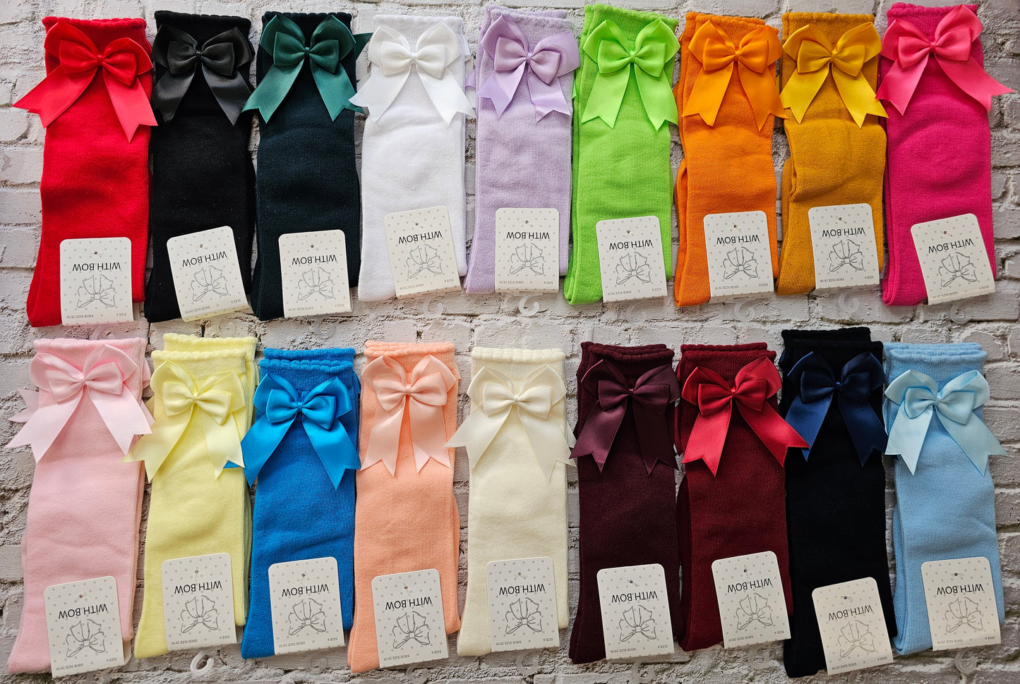 Double bow knee high socks RTS