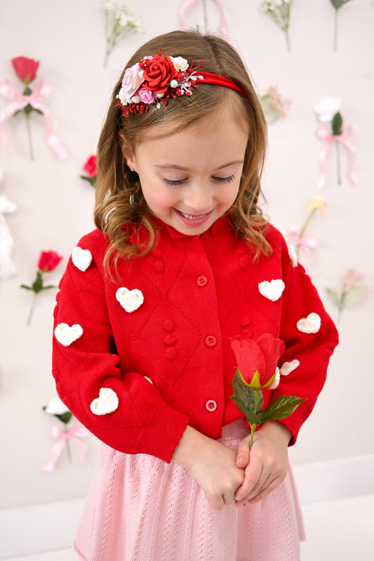 Heart contrast Knit cardigan