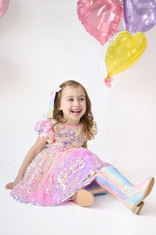 Everything that glitters ombre pastel Boots - RUNS SMALL SIZE UP