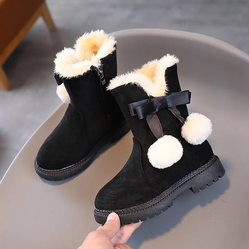 Dear Santa Fur lined Pom Pom boots