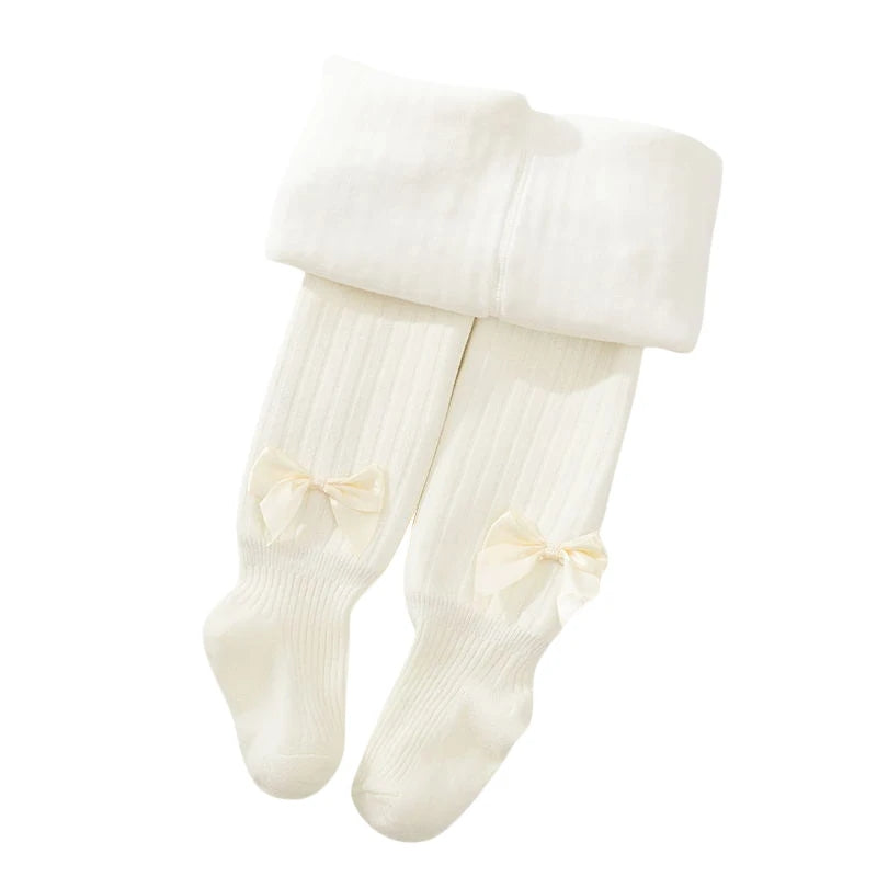 Extra warm fleece lined bow tights