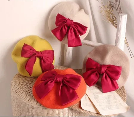 Silk bow beret