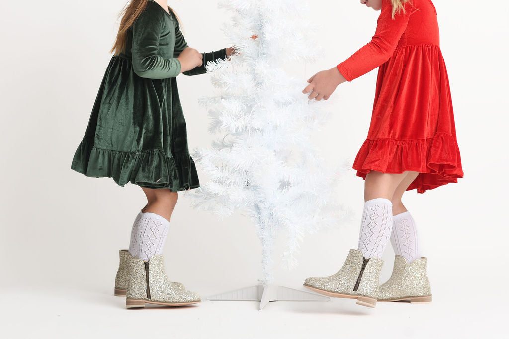 Golden glow glitter boots