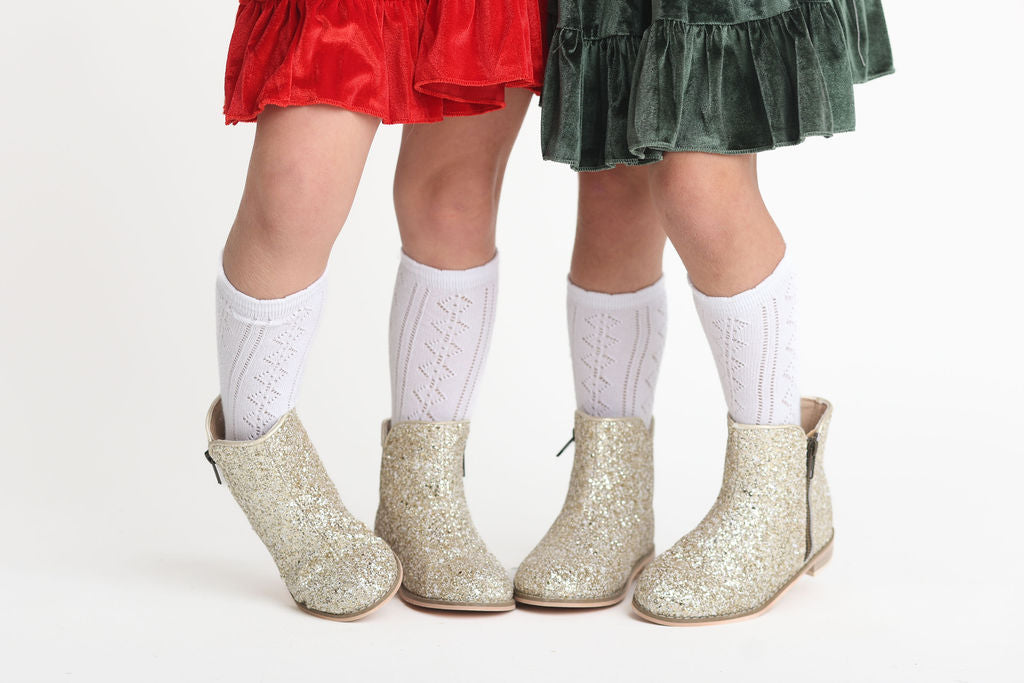 Golden glow glitter boots