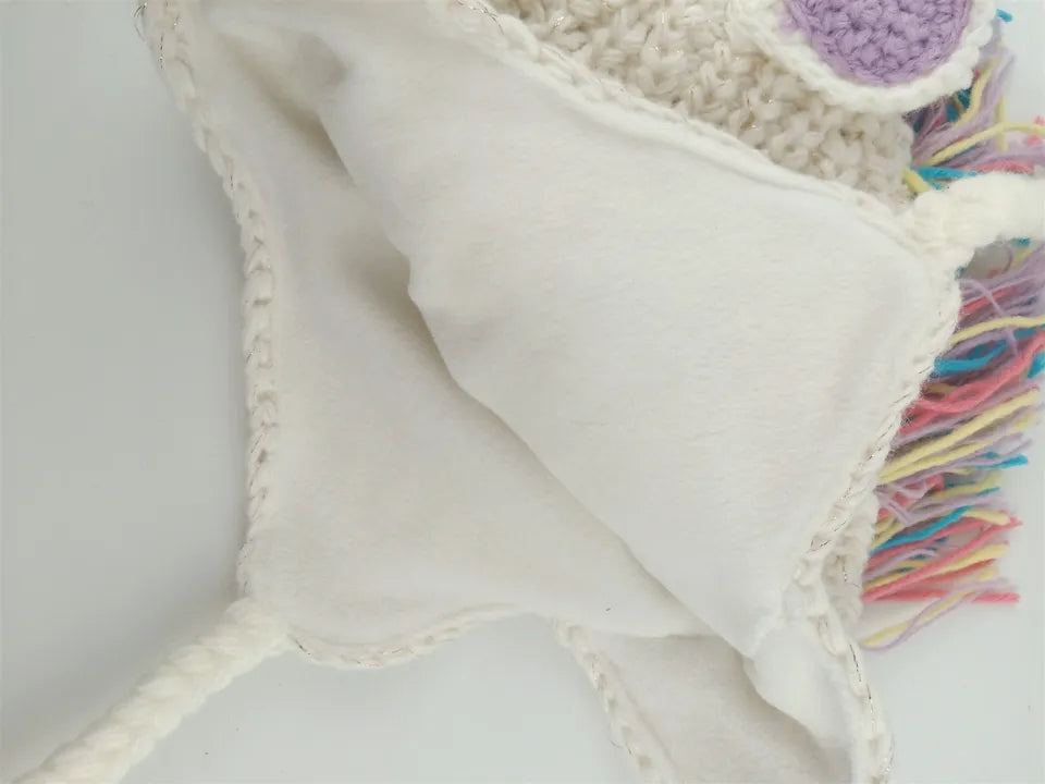 Crochet hats - dinosaur and Unicorn