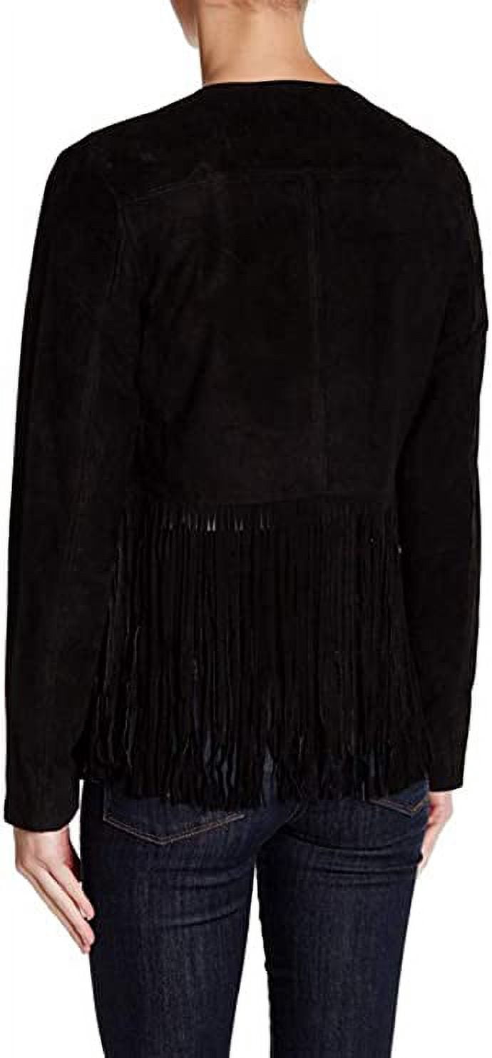 Tart Bronwyn Fringe Leather Jacket, Black - Small