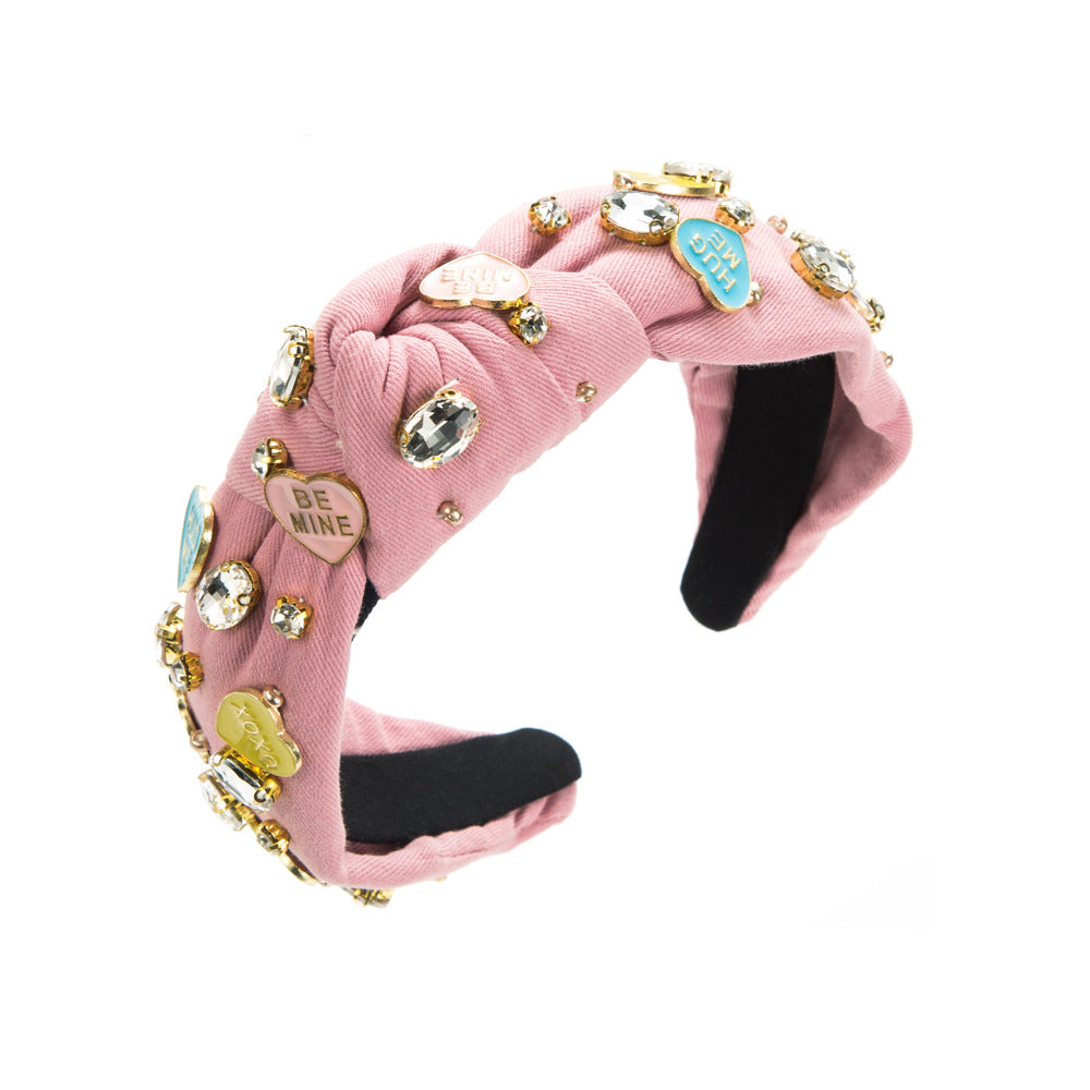 Conversation hearts Bling knot headband