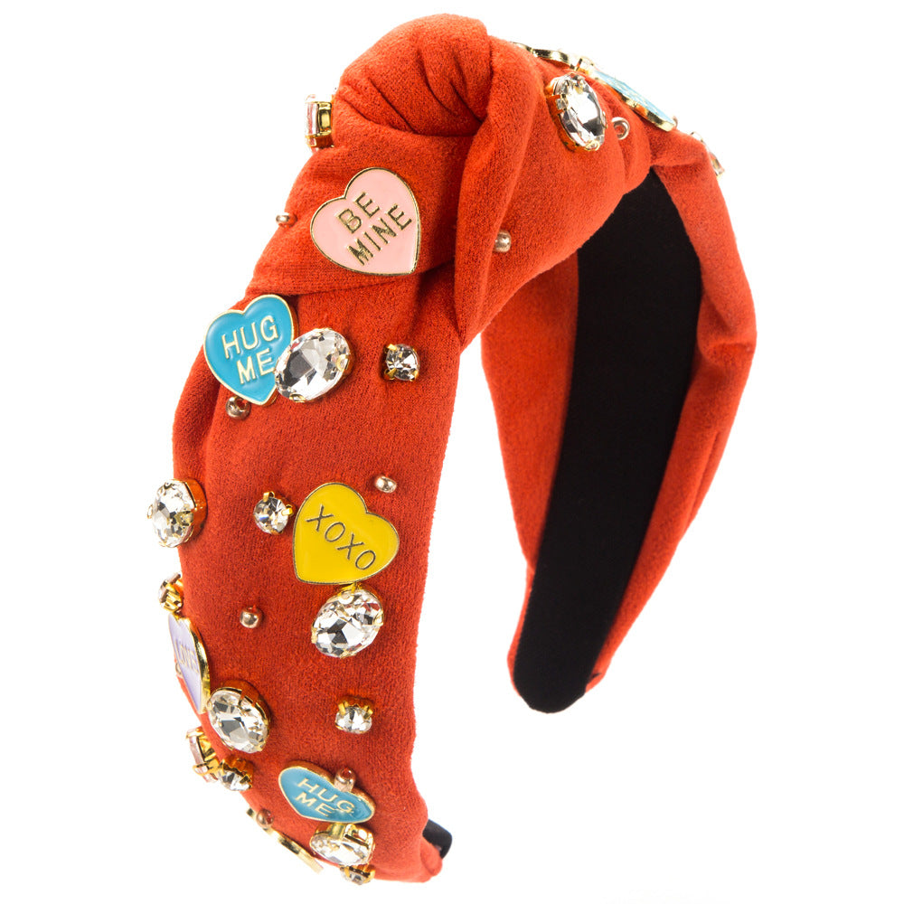 Conversation hearts Bling knot headband